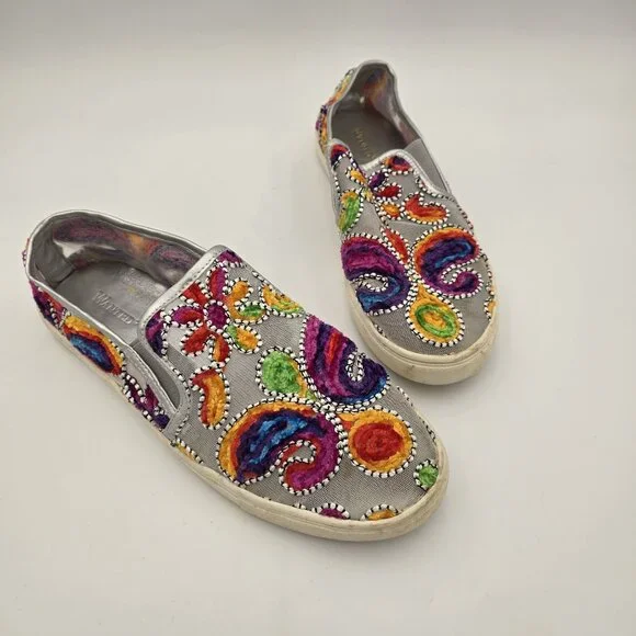 Wanted Womens Colorful Slip-On Sneakers Size 9.5 Multicolor Textile Pre-Owned - Picture 1 of 7